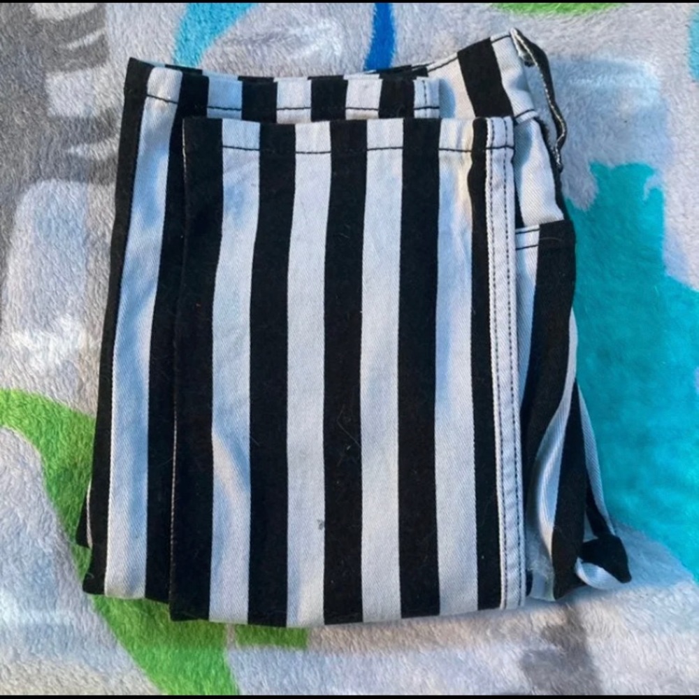 Hot Topic Denim Jeans / Beetlejuice Style Jeans / Striped Jeans